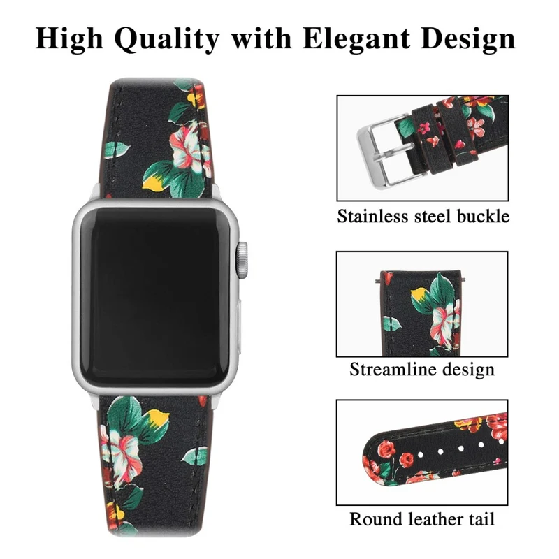 Bequem Apple Watch Series 7 45mm Echtes Leder armband