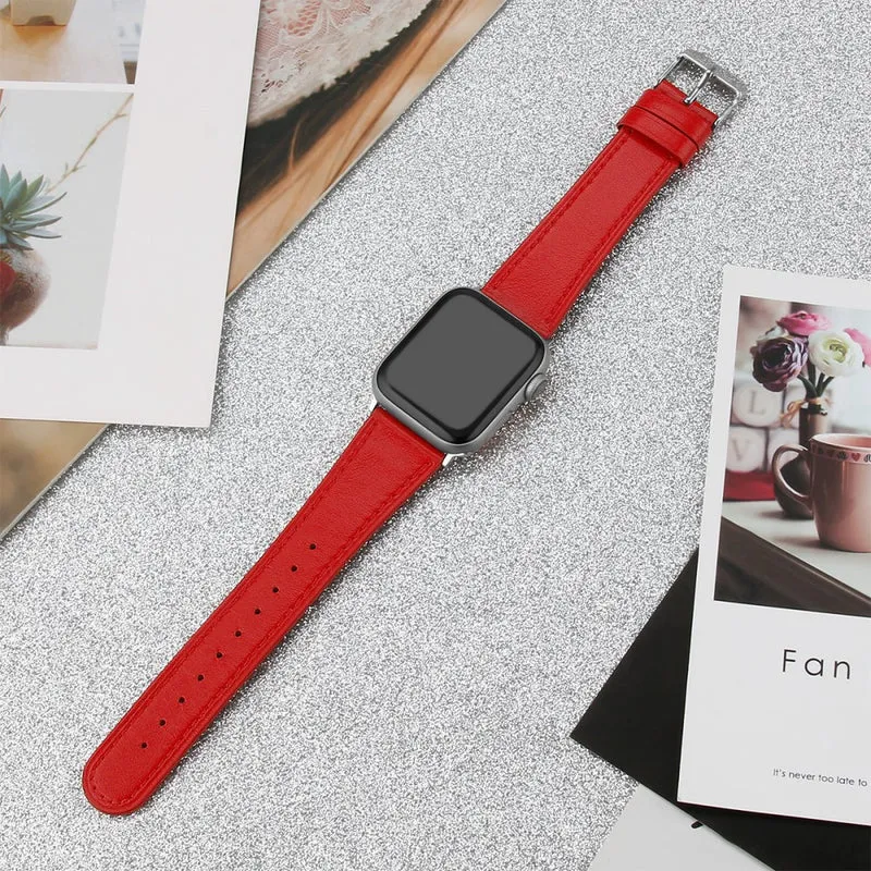 Bequem Apple Watch Series 7 45mm Echtes Leder armband