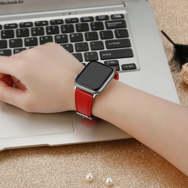 Bequem Apple Watch Series 7 45mm Echtes Leder armband