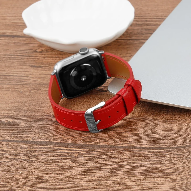 Bequem Apple Watch Series 7 45mm Echtes Leder armband