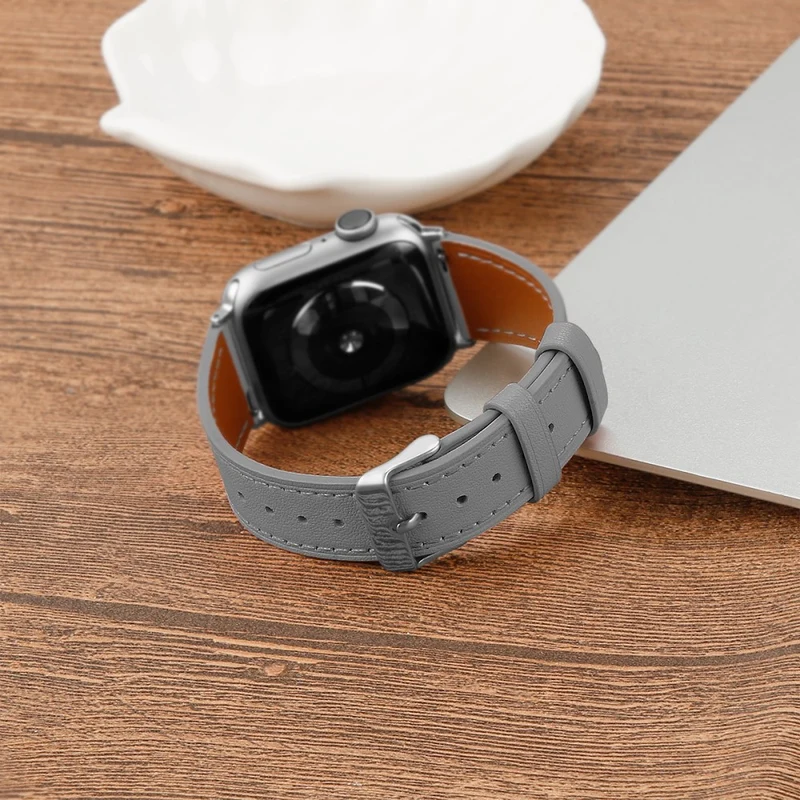 Bequem Apple Watch Series 7 45mm Echtes Leder armband