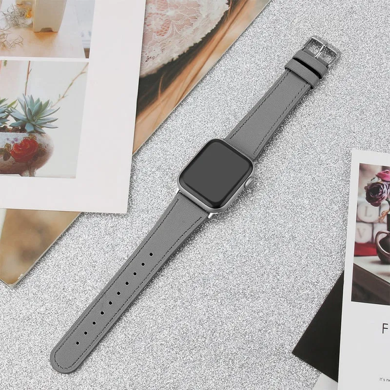 Bequem Apple Watch Series 7 45mm Echtes Leder armband