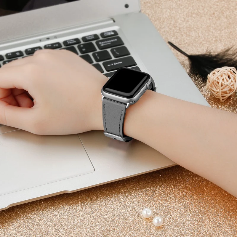Bequem Apple Watch Series 7 45mm Echtes Leder armband