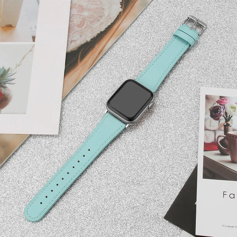 Bequem Apple Watch Series 7 45mm Echtes Leder armband