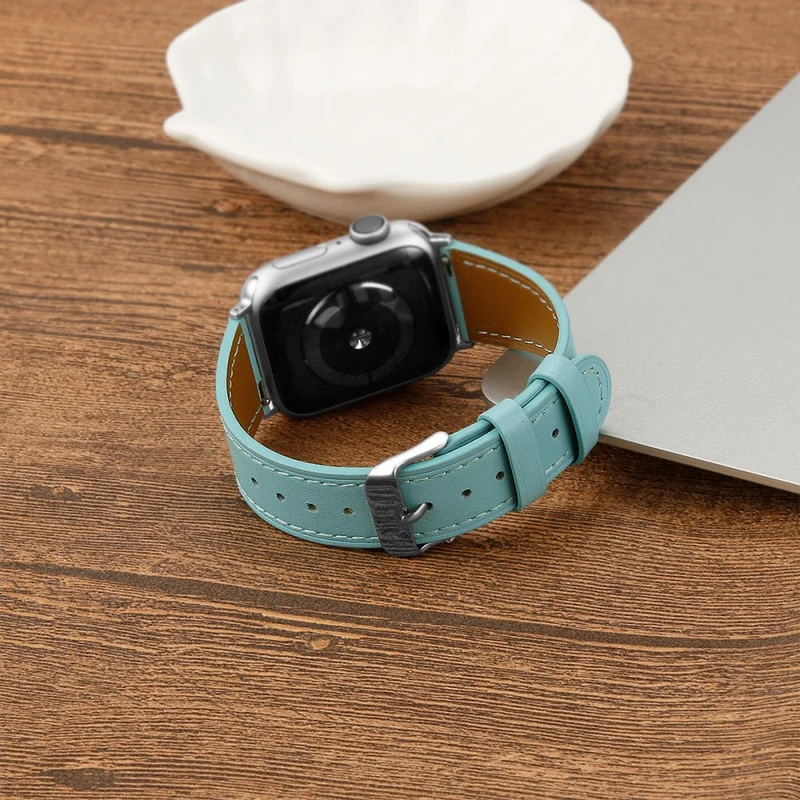Bequem Apple Watch Series 7 45mm Echtes Leder armband