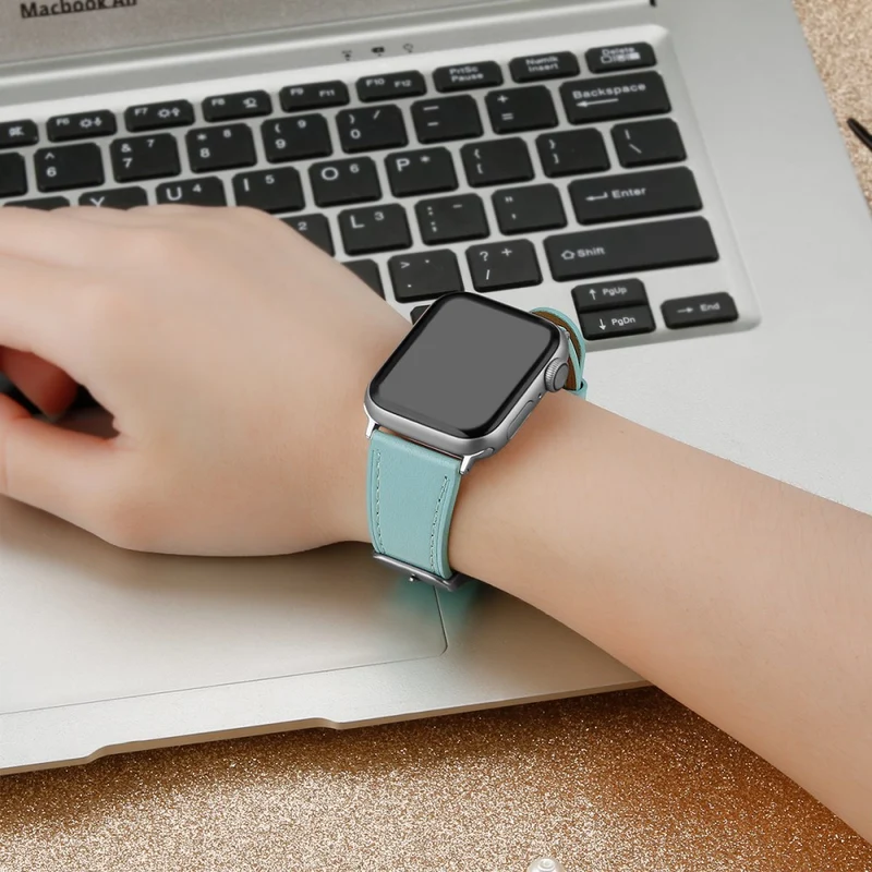 Bequem Apple Watch Series 7 45mm Echtes Leder armband