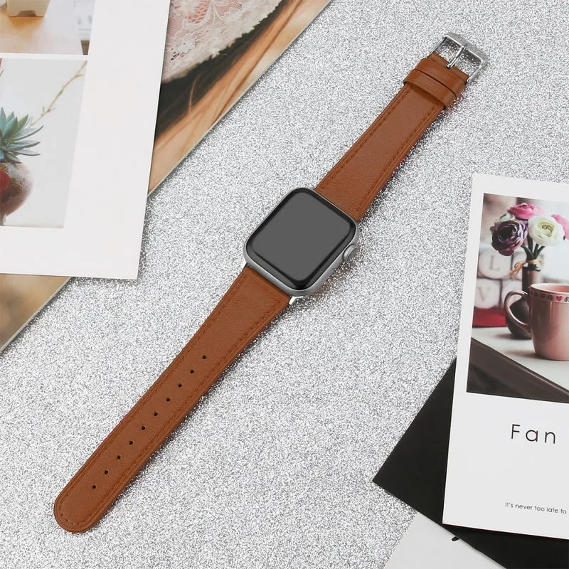 Bequem Apple Watch Series 7 45mm Echtes Leder armband