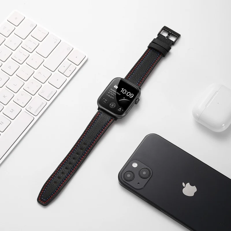Mega haltbar Apple Watch Series 7 41mm Echtes Leder armband