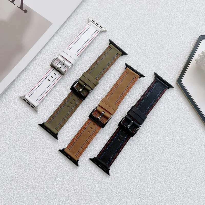 Mega haltbar Apple Watch Series 7 41mm Echtes Leder armband