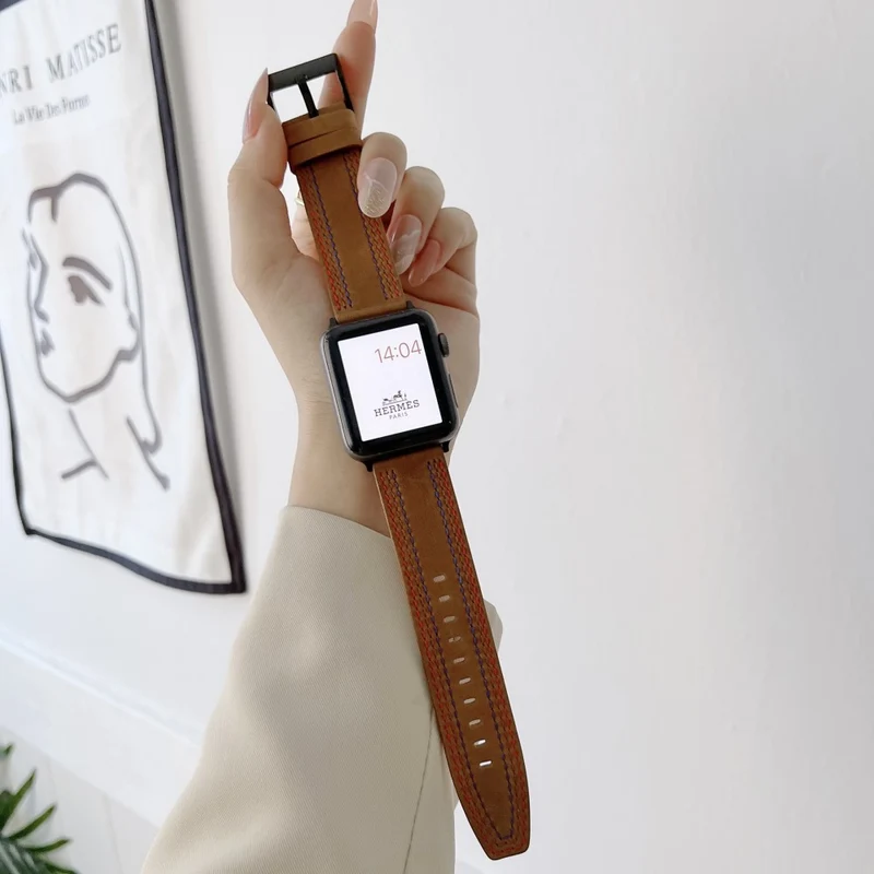 Mega haltbar Apple Watch Series 7 41mm Echtes Leder armband