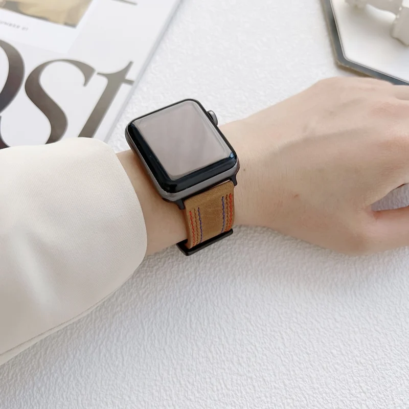 Mega haltbar Apple Watch Series 7 41mm Echtes Leder armband