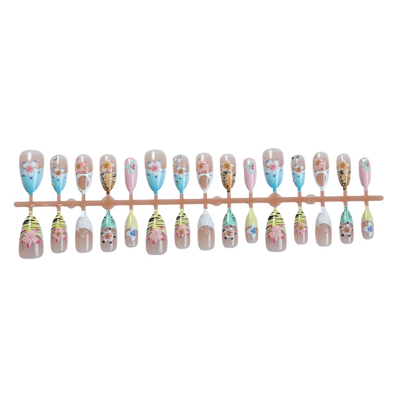 Tropisch inspiriertes dekoratives Press-On-Nagelkunst-Set
