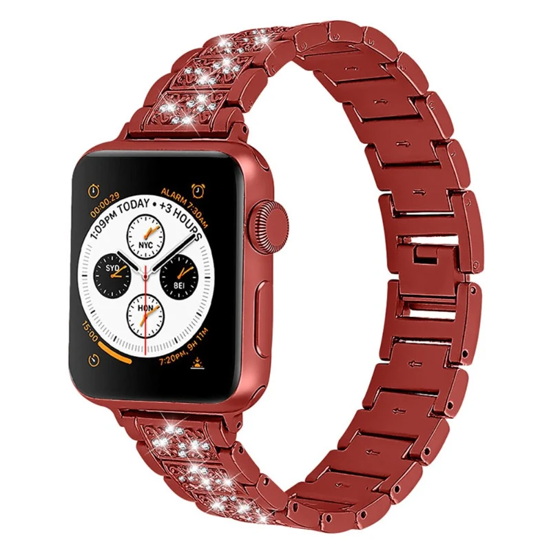 Reizend Apple Watch Series 7 45mm Metall und Strass armband
