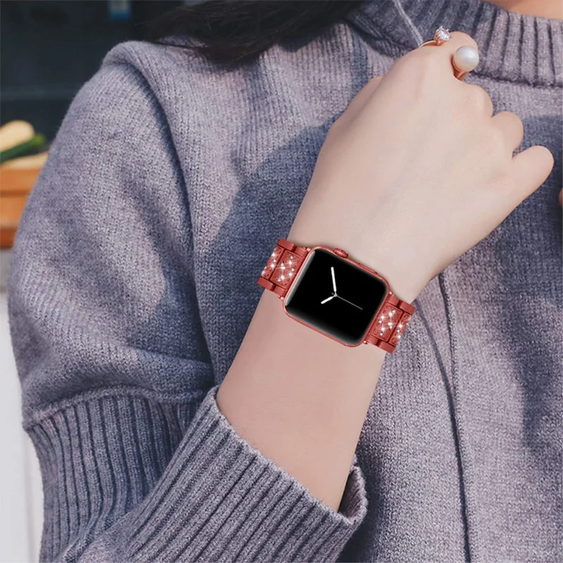 Reizend Apple Watch Series 7 45mm Metall und Strass armband