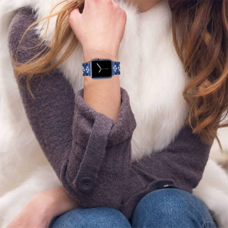 Reizend Apple Watch Series 7 45mm Metall und Strass armband