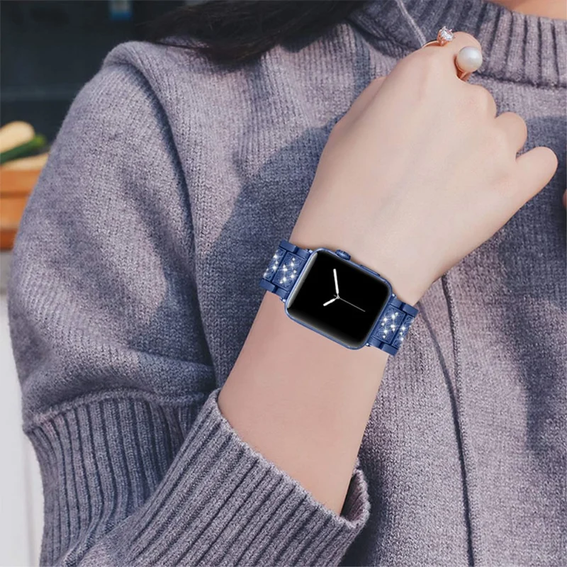 Reizend Apple Watch Series 7 45mm Metall und Strass armband