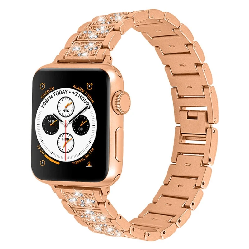 Reizend Apple Watch Series 7 45mm Metall und Strass armband