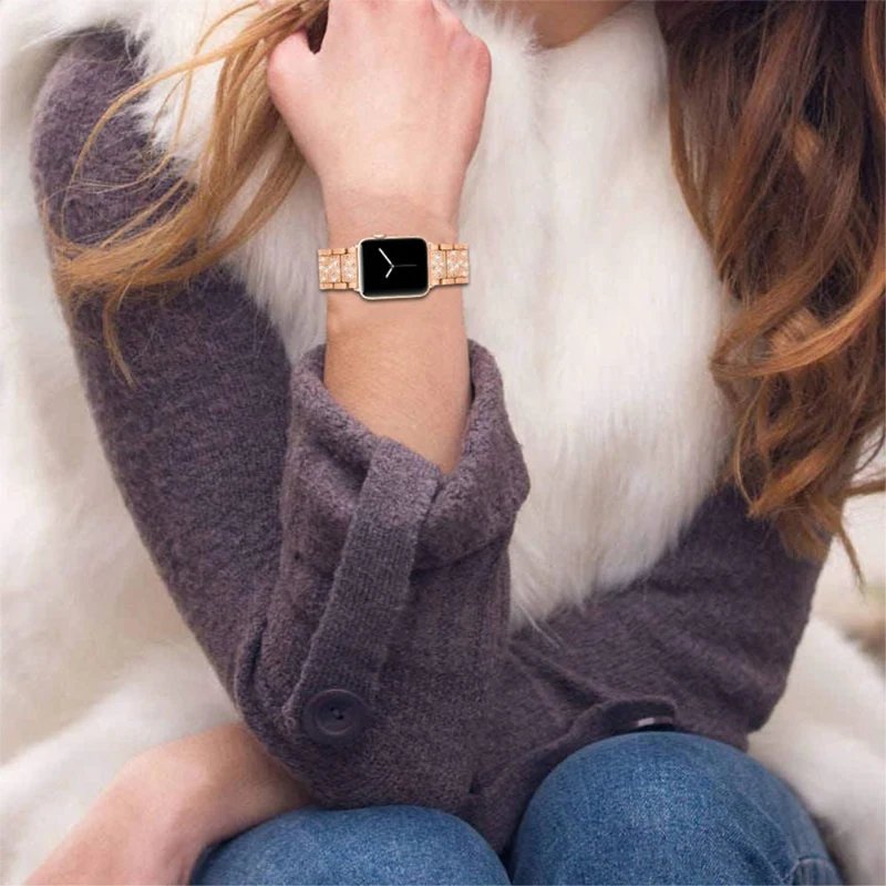 Reizend Apple Watch Series 7 45mm Metall und Strass armband