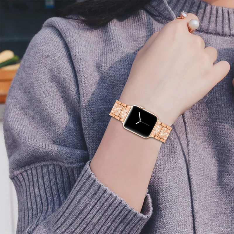 Reizend Apple Watch Series 7 45mm Metall und Strass armband