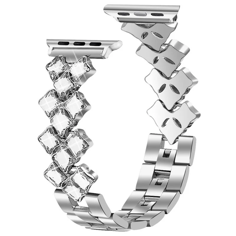 Modisch Apple Watch Series 7 45mm Metall und Strass armband