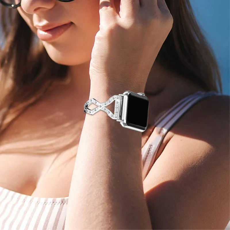 Cool Apple Watch Series 7 45mm Metall und Strass armband