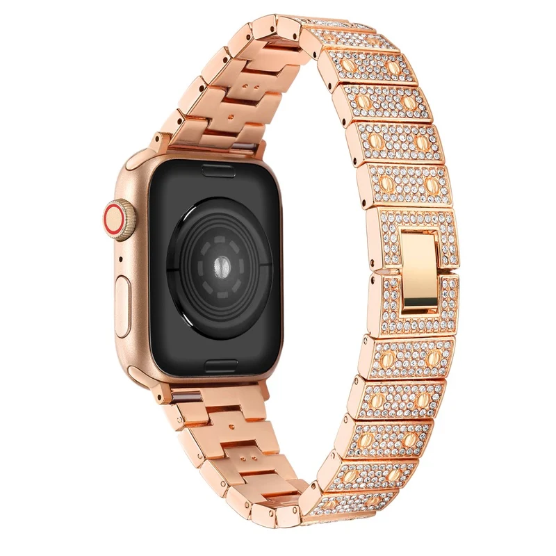 Bequem Apple Watch Series 7 45mm Metall und Strass armband