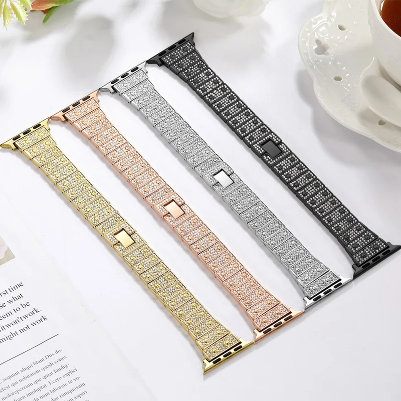 Bequem Apple Watch Series 7 45mm Metall und Strass armband