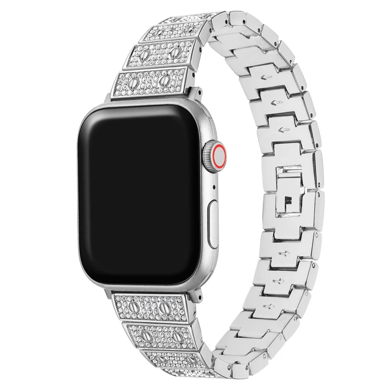 Bequem Apple Watch Series 7 45mm Metall und Strass armband