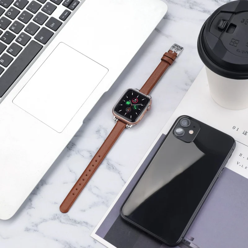 Klassisch Apple Watch Series 7 45mm Echtes Leder armband - Größe: L