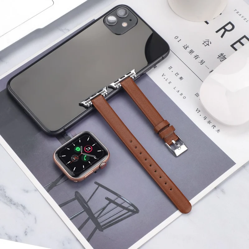 Klassisch Apple Watch Series 7 45mm Echtes Leder armband - Größe: L