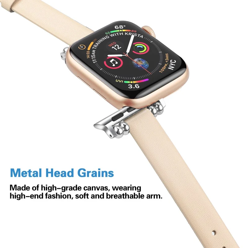 Klassisch Apple Watch Series 7 45mm Echtes Leder armband - Größe: L