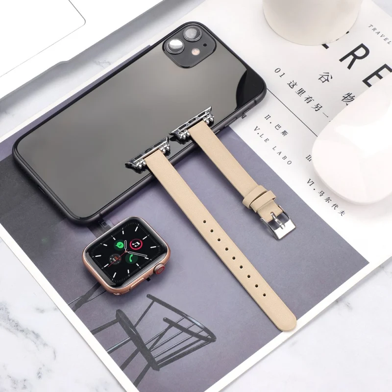 Klassisch Apple Watch Series 7 45mm Echtes Leder armband - Größe: L