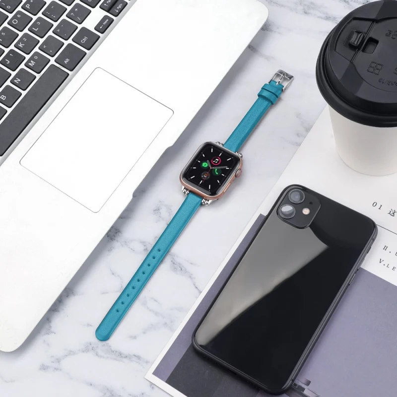 Klassisch Apple Watch Series 7 45mm Echtes Leder armband - Größe: L