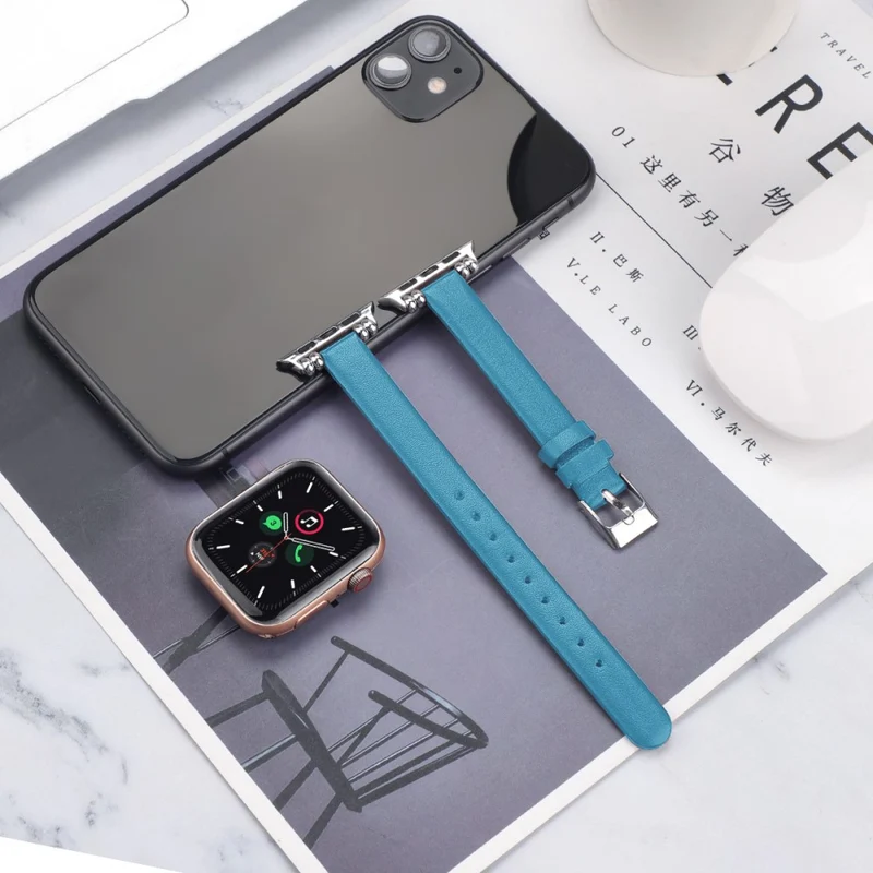 Klassisch Apple Watch Series 7 45mm Echtes Leder armband - Größe: L