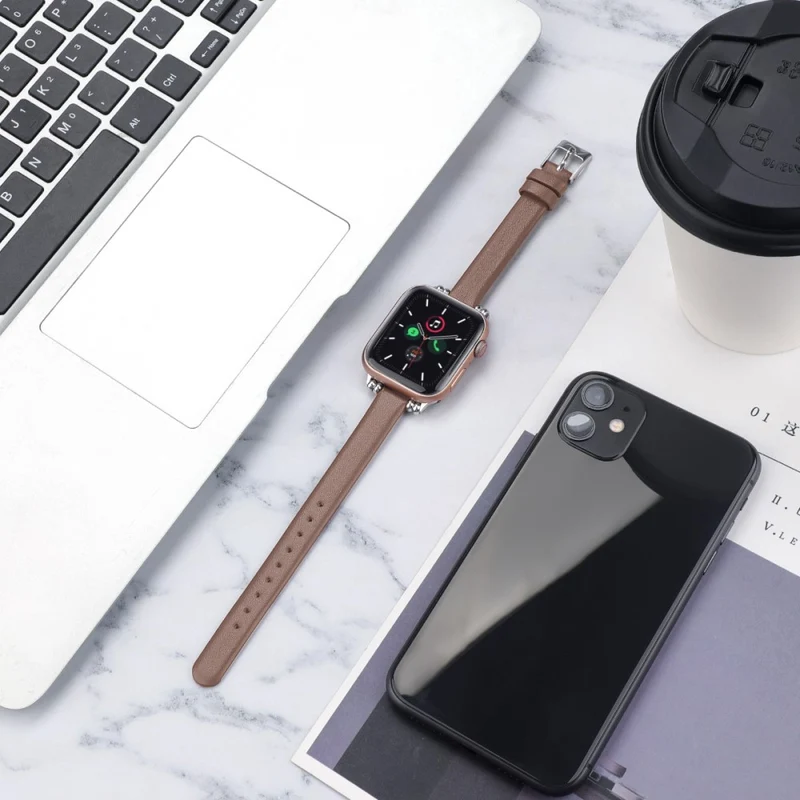 Klassisch Apple Watch Series 7 45mm Echtes Leder armband - Größe: L