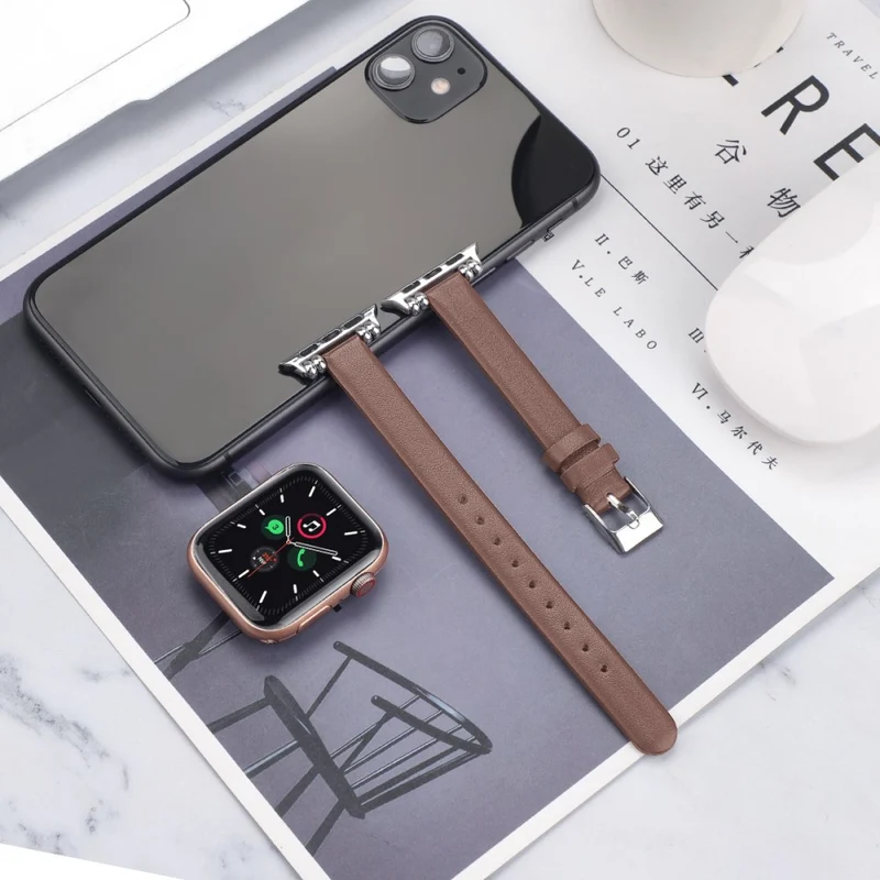 Klassisch Apple Watch Series 7 45mm Echtes Leder armband - Größe: L