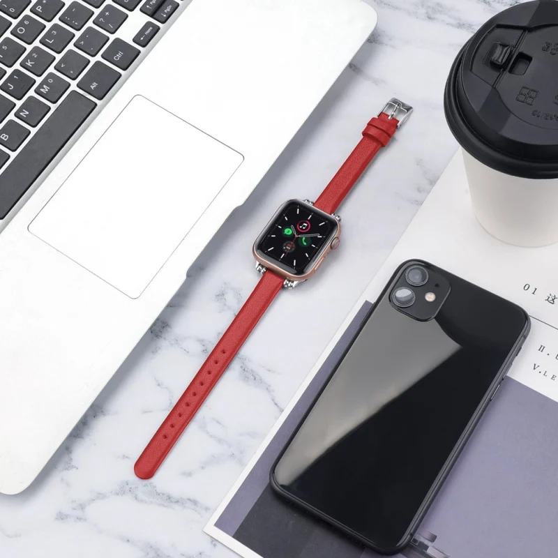 Klassisch Apple Watch Series 7 45mm Echtes Leder armband - Größe: L