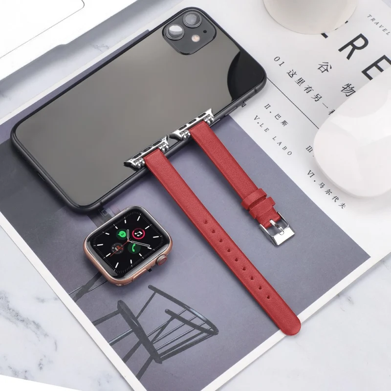Klassisch Apple Watch Series 7 45mm Echtes Leder armband - Größe: L
