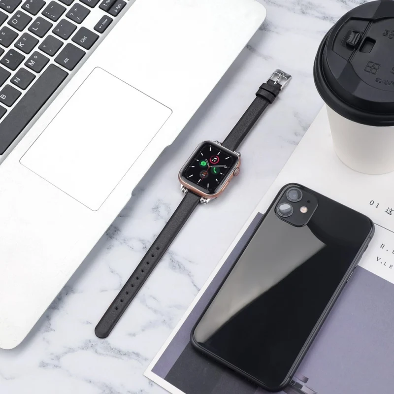Klassisch Apple Watch Series 7 45mm Echtes Leder armband - Größe: L