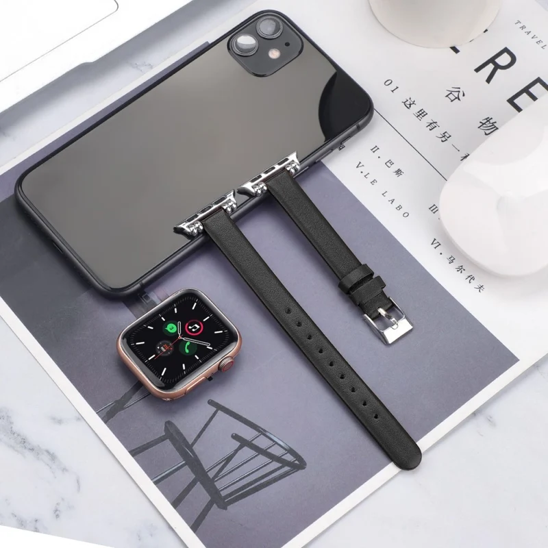 Klassisch Apple Watch Series 7 45mm Echtes Leder armband - Größe: L