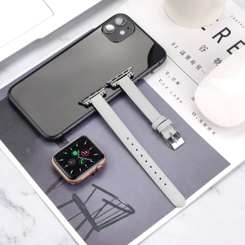 Klassisch Apple Watch Series 7 45mm Echtes Leder armband - Größe: L