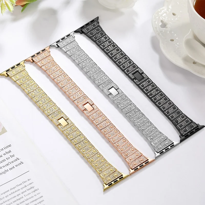 Bequem Apple Watch Series 7 41mm Metall und Strass armband