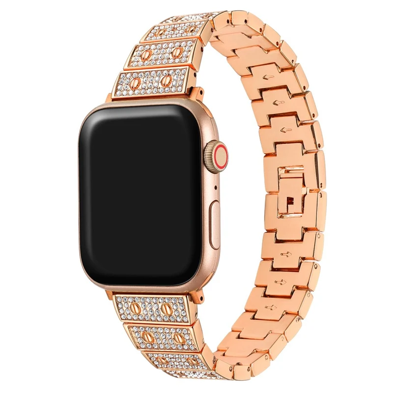 Bequem Apple Watch Series 7 41mm Metall und Strass armband