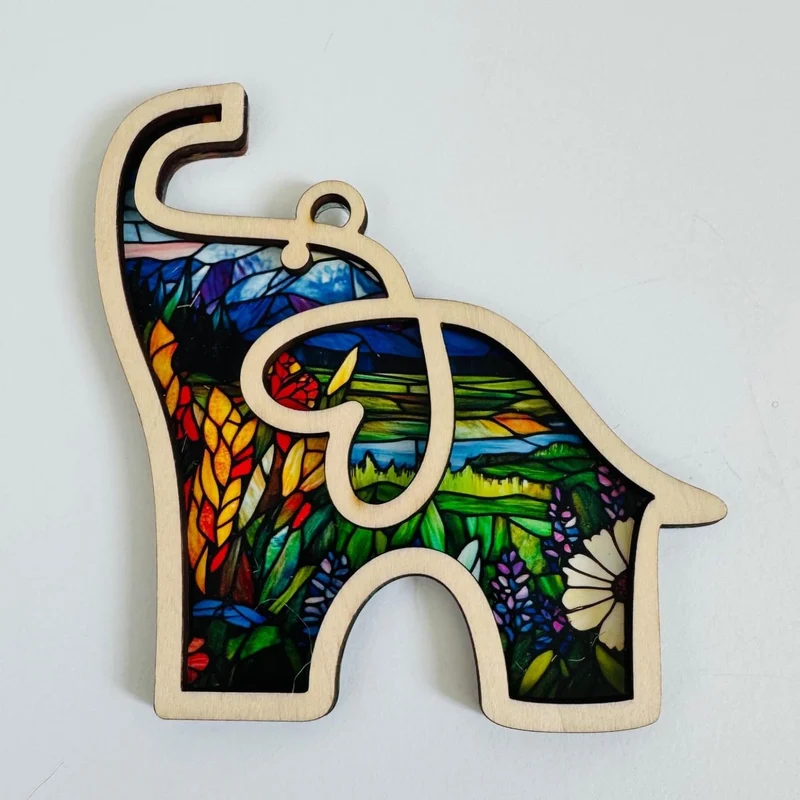 Künstlerisches Holz-Elefant Ornament