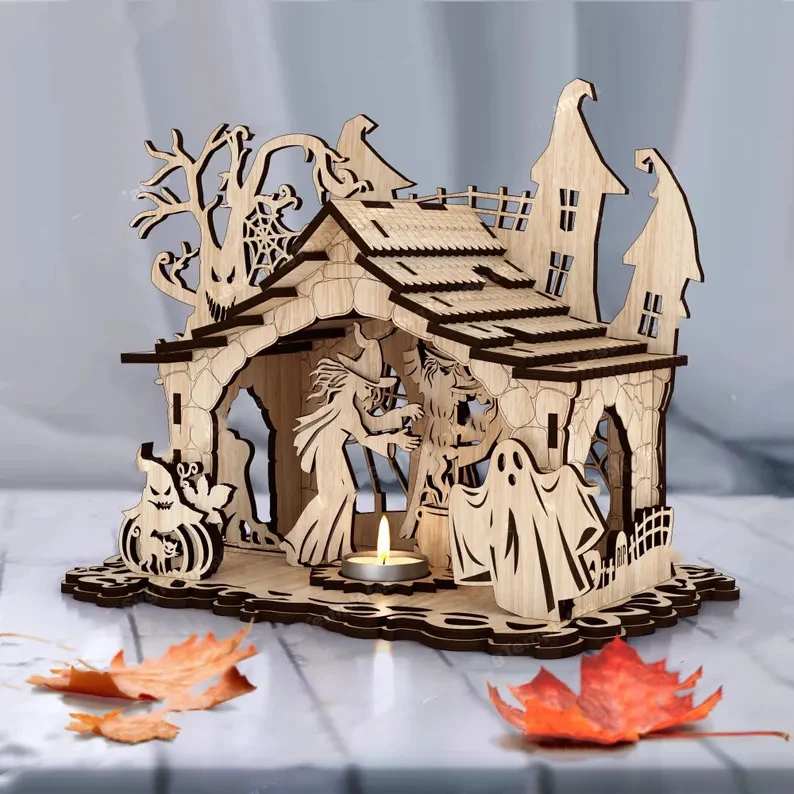 3D Halloween-Themen Holzdekoration