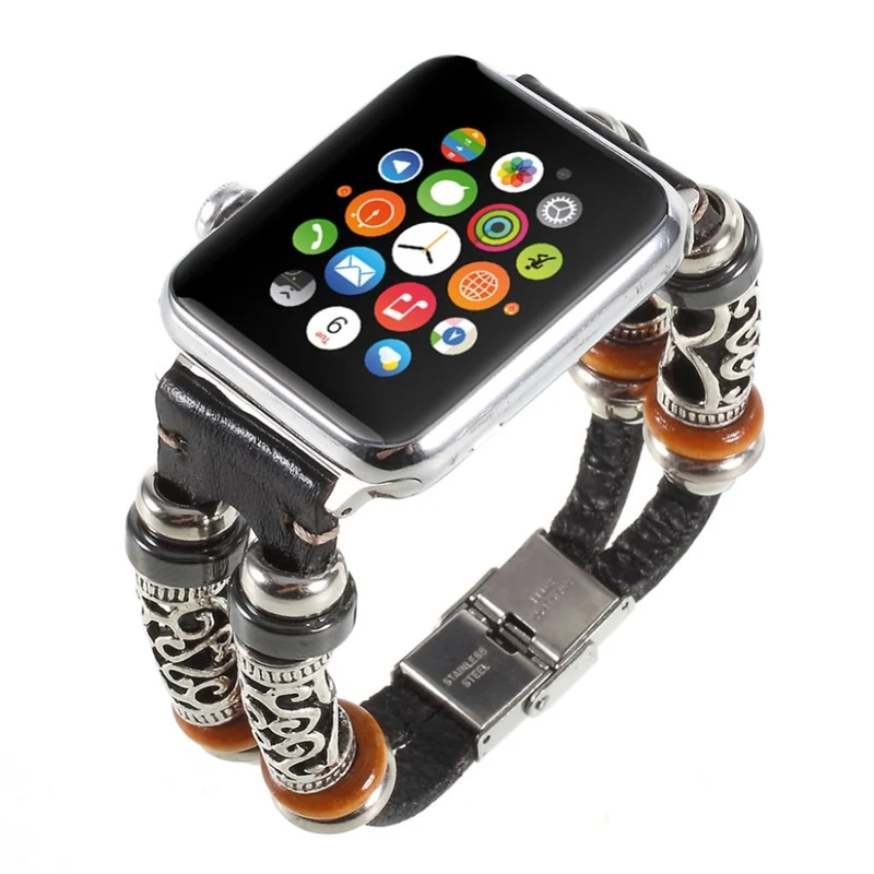 Apple Watch Series 1-3 38mm Echtes Leder und Metall armband