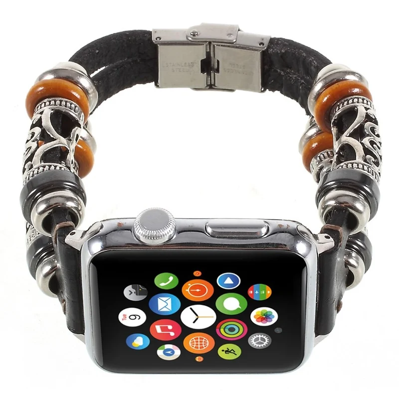 Apple Watch Series 1-3 38mm Echtes Leder und Metall armband