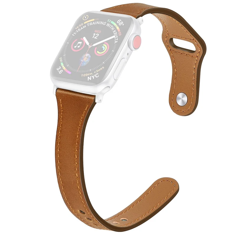 Mega haltbar Apple Watch Series 7 45mm Echtes Leder armband - Größe: L