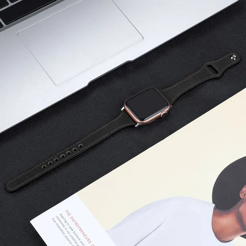Mega haltbar Apple Watch Series 7 45mm Echtes Leder armband - Größe: L