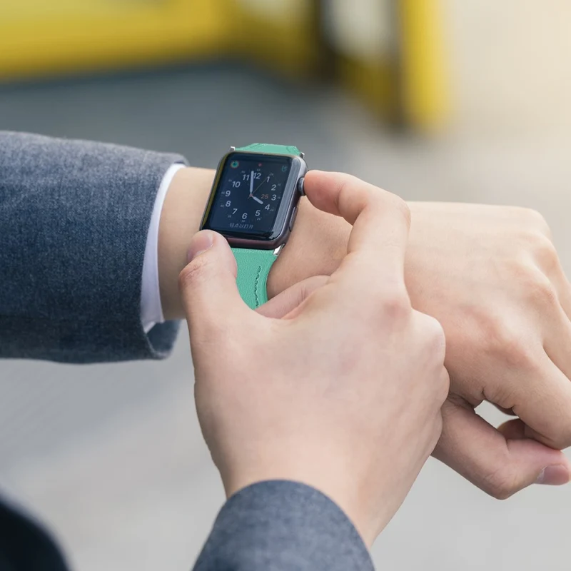 Mega haltbar Apple Watch Series 7 45mm Echtes Leder armband - Größe: L